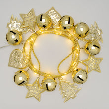 Carica l&#39;immagine nel visualizzatore di Gallery, Catena con decori in metallo oro, microled bianco caldo

