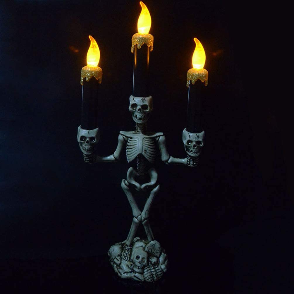 CANDELABRO CANDELE LED, A FORMA DI SCHELETRO