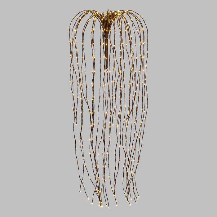 Ramo di salice marrone, h 120 cm, 480 microled bianco caldo, cavo rame