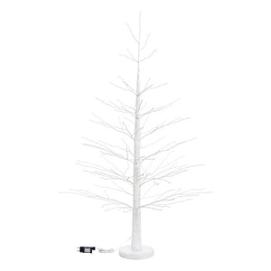 Pino bianco h 160 cm, 750 microled bianco caldo, cavo argento