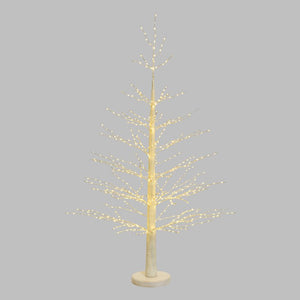 Pino bianco h 160 cm, 750 microled bianco caldo, cavo argento