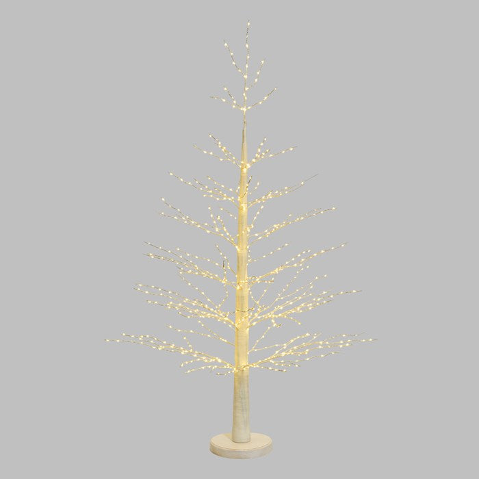 Pino bianco h 160 cm, 750 microled bianco caldo, cavo argento
