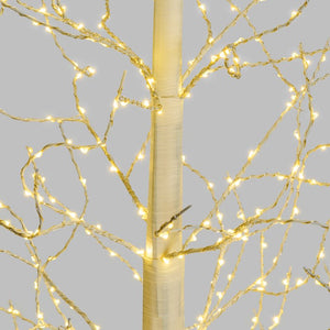 Pino bianco h 190 cm, 900 microled bianco caldo, cavo argento