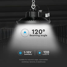 Carica l&#39;immagine nel visualizzatore di Gallery, V-TAC LAMPADA INDUSTRIALE LED UFO SHAPE 100W SMD 120° DIMMERABILE HIGH BAY CHIP SAMSUNG
