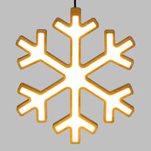 Carica l&#39;immagine nel visualizzatore di Gallery, Fiocco di neve in legno naturale, 30 cm, led bianco caldo
