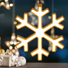 Cargar imagen en el visor de la galería, Fiocco di neve in legno naturale, 30 cm, led bianco caldo
