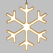 Carica l&#39;immagine nel visualizzatore di Gallery, Fiocco di neve in legno naturale, 45 cm, led bianco caldo
