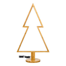 Carica l&#39;immagine nel visualizzatore di Gallery, Abete di Natale in legno naturale con base, 90 cm, led bianco caldo
