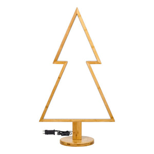 Abete di Natale in legno naturale con base, 90 cm, led bianco caldo