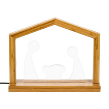 Cargar imagen en el visor de la galería, Natività Plexi in legno naturale, 23,5 cm, led bianco caldo
