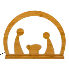 Cargar imagen en el visor de la galería, Natività Plexi in legno naturale, 26 cm, led bianco caldo
