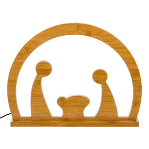 Natività Plexi in legno naturale, 26 cm, led bianco caldo