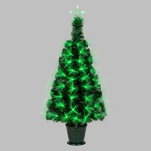 Cargar imagen en el visor de la galería, Albero artificiale verde, fibre ottiche sfumate, 1 m, 95 led RGB Multicolor, PVC, con vaso verde
