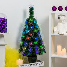 Cargar imagen en el visor de la galería, Albero artificiale verde, fibre ottiche sfumate, 1 m, 95 led RGB Multicolor, PVC, con vaso verde
