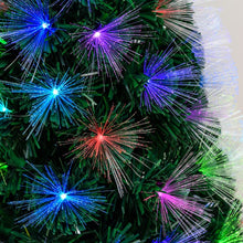 Cargar imagen en el visor de la galería, Albero artificiale verde, fibre ottiche sfumate, 1 m, 95 led RGB Multicolor, PVC, con vaso verde

