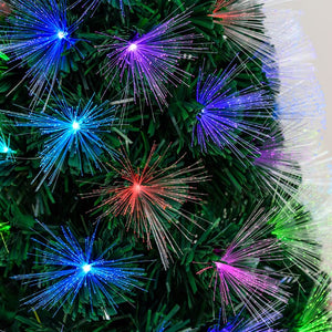 Albero artificiale verde, fibre ottiche sfumate, 1 m, 95 led RGB Multicolor, PVC, con vaso verde