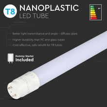 Carica l&#39;immagine nel visualizzatore di Gallery, V-TAC SMD TUBO LED NANO PLASTIC T8 G13 18W LAMPADINA 120CM
