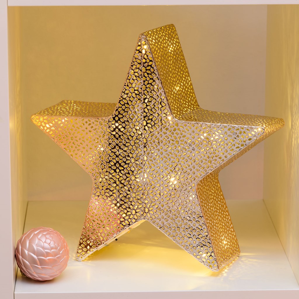 Stella 5 punte champagne Ø 30 cm, led bianco caldo