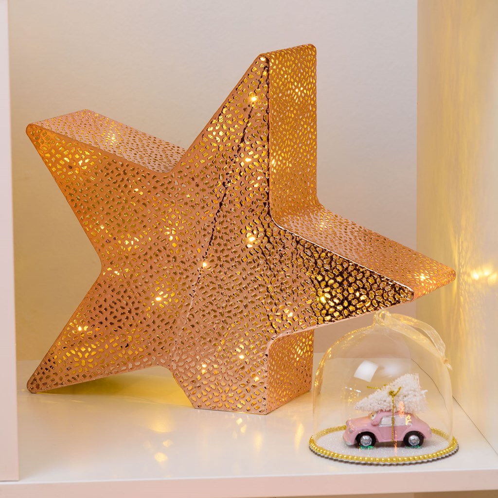 Stella inclinata color champagne o rame Ø 33 cm, led bianco caldo