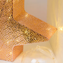 Carica l&#39;immagine nel visualizzatore di Gallery, Stella inclinata color champagne o rame Ø 33 cm, led bianco caldo
