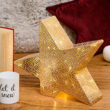 Carica l&#39;immagine nel visualizzatore di Gallery, Stella inclinata color champagne o rame Ø 33 cm, led bianco caldo
