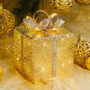 Pacco Regalo rame o champagne, 20 led bianco caldo