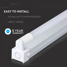 Carica l&#39;immagine nel visualizzatore di Gallery, V-TAC PLAFONIERA SINGOLA CON TUBO LED NANO PLASTIC T8 G13 18W CHIP SAMSUNG LAMPADINA 120CM
