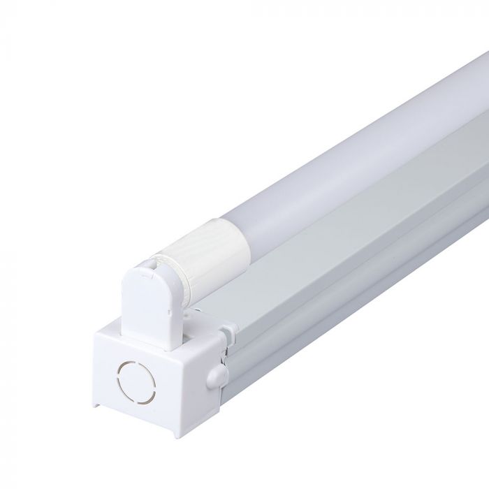 V-TAC PLAFONIERA SINGOLA CON TUBO LED NANO PLASTIC T8 G13 18W CHIP SAMSUNG LAMPADINA 120CM