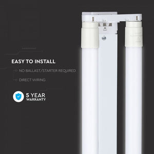 V-TAC PLAFONIERA DOPPIA CON 2 TUBI LED NANO PLASTIC T8 G13 18W 120CM CHIP SAMSUNG