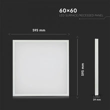 Carica l&#39;immagine nel visualizzatore di Gallery, V-TAC PANNELLO LED A MONTAGGIO SUPERFICIALE O INCASSO 60X60 40W SMD CON DRIVER
