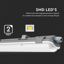 Carica l&#39;immagine nel visualizzatore di Gallery, V-TAC PLAFONIERA SINGOLA CON TUBO LED T8 G13 18W LAMPADINA 120CM
