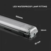 Carica l&#39;immagine nel visualizzatore di Gallery, V-TAC PLAFONIERA DOPPIA CON TUBO LED T8 G13 2X10W LAMPADINA 60CM
