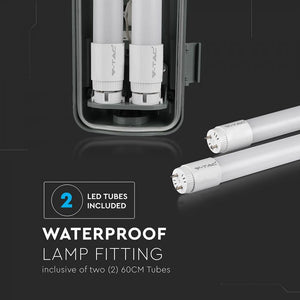 V-TAC PLAFONIERA DOPPIA CON TUBO LED T8 G13 2X10W LAMPADINA 60CM