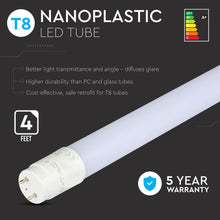 Carica l&#39;immagine nel visualizzatore di Gallery, V-TAC PRO SMD TUBO LED NANO PLASTIC T8 G13 18W CHIP SAMSUNG LAMPADINA 120CM
