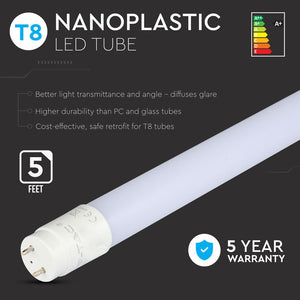 V-TAC PRO TUBO LED NANO PLASTIC T8 G13 22W CHIP SAMSUNG LAMPADINA 150CM