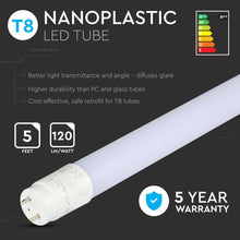 Cargar imagen en el visor de la galería, V-TAC PRO SMD TUBO LED NANO PLASTIC T8 G13 22W CHIP SAMSUNG LAMPADINA 150CM
