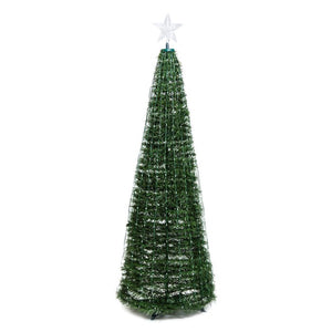 Albero conico ripiegabile in finto pino h. 180 cm, 304 Gocce di luce led RGB cambiacolore