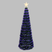 Cargar imagen en el visor de la galería, Albero conico ripiegabile in finto pino h. 180 cm, 304 Gocce di luce led RGB cambiacolore
