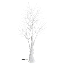 Cargar imagen en el visor de la galería, Albero bianco con tronco e base rotonda, microled bianco
