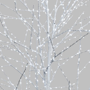 Albero bianco con tronco e base rotonda, microled bianco