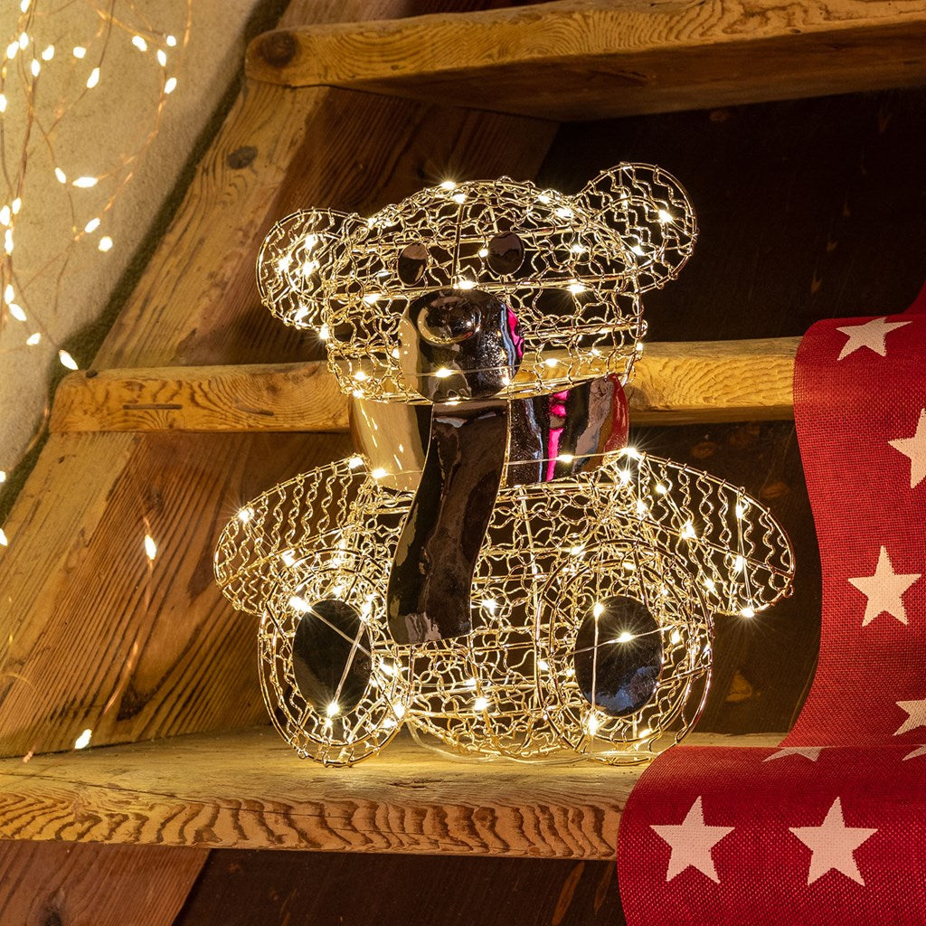 Orsetto Teddy Bear seduto, h. 27 cm, led bianco caldo