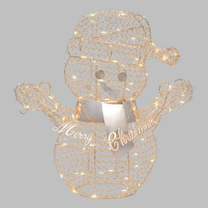 Pupazzo di neve Merry Christmas, h. 30 cm, led bianco caldo