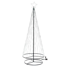 Cargar imagen en el visor de la galería, Albero conico ripiegabile con 550 gocce di luce, h 280 cm, pixel led RGB cambiacolore, cavo verde
