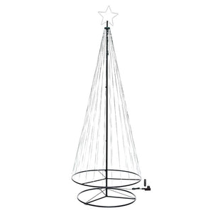 Albero conico ripiegabile con 550 gocce di luce, h 280 cm, pixel led RGB cambiacolore, cavo verde
