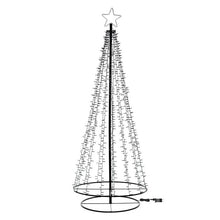 Cargar imagen en el visor de la galería, Albero conico ripiegabile con 1500 led bianco caldo, h 200 cm, cavo verde

