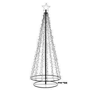 Albero conico ripiegabile con 1500 led bianco caldo, h 200 cm, cavo verde