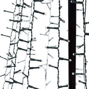 Albero conico ripiegabile con 1500 led bianco caldo, h 200 cm, cavo verde