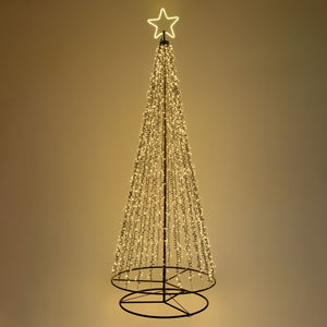 Albero conico ripiegabile con 2800 led bianco caldo, h 280 cm