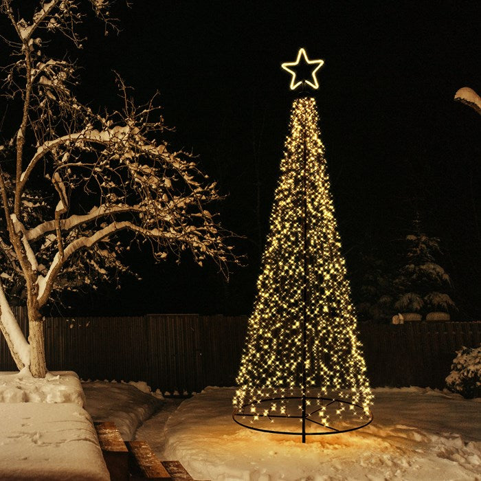 Albero conico ripiegabile con 2800 led bianco caldo, h 280 cm