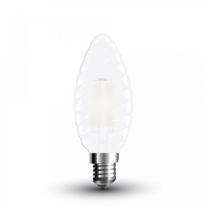 V-TAC LAMPADINA LED E14 4W CANDELA FROST TWIST FILAMENTO